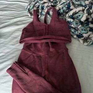 Women's Burgundy Leggings Set